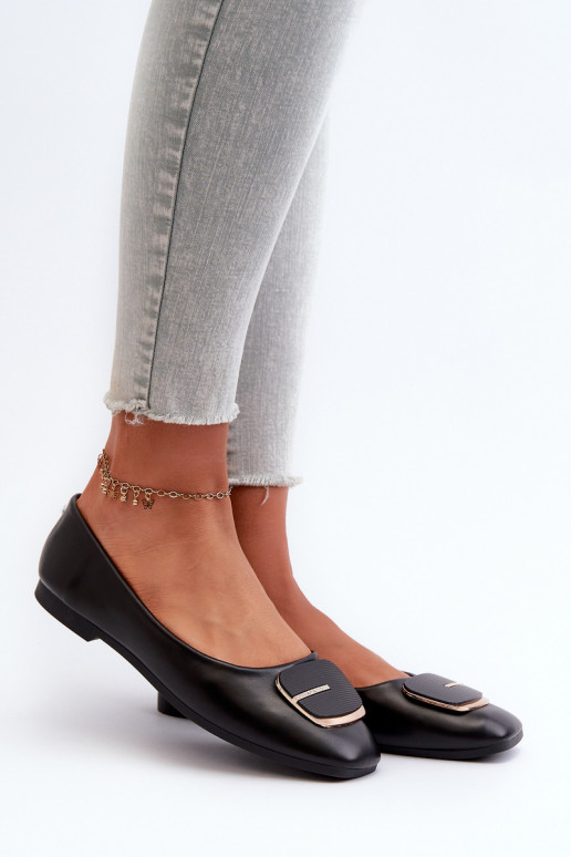 Ballerinas Damen Eco-Leder mit Ornamenten in der Farbe Schwarz Edoslli