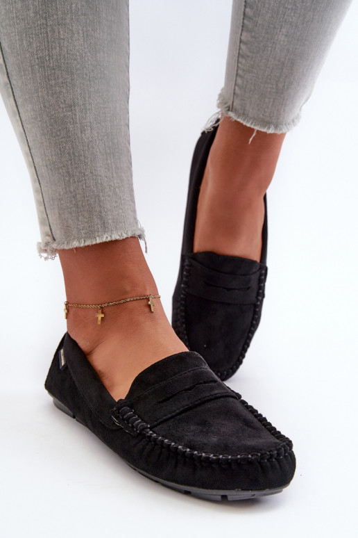 mocassins pour femmes Z en éco-daim couleur noir Rerceria
