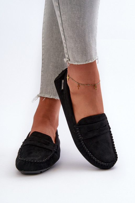 mocassins pour femmes Z en éco-daim couleur noir Rerceria