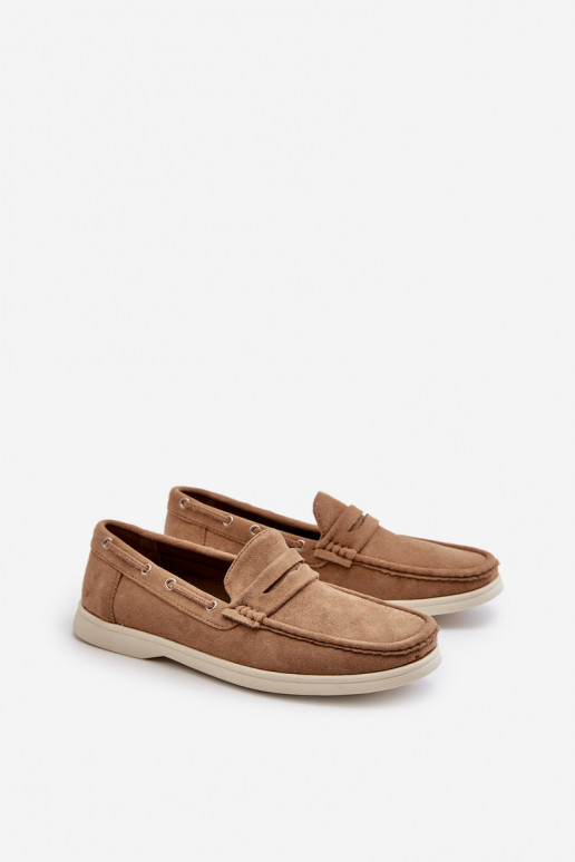 Mocassins pour hommes Z en éco-daim beige Rivanell