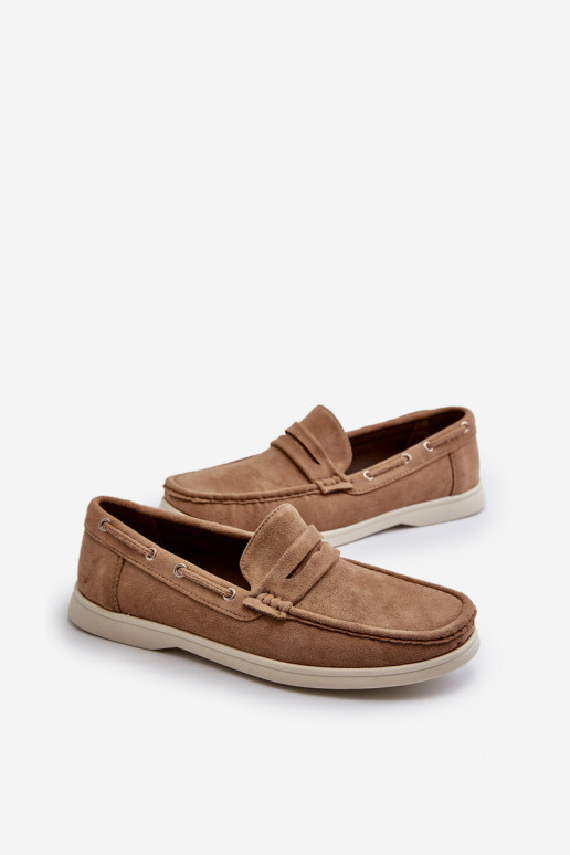 Mocassins pour hommes Z en éco-daim beige Rivanell