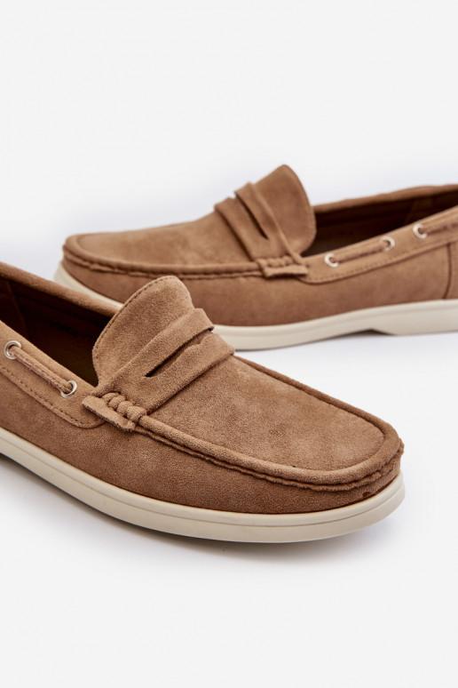 Mocassins pour hommes Z en éco-daim beige Rivanell