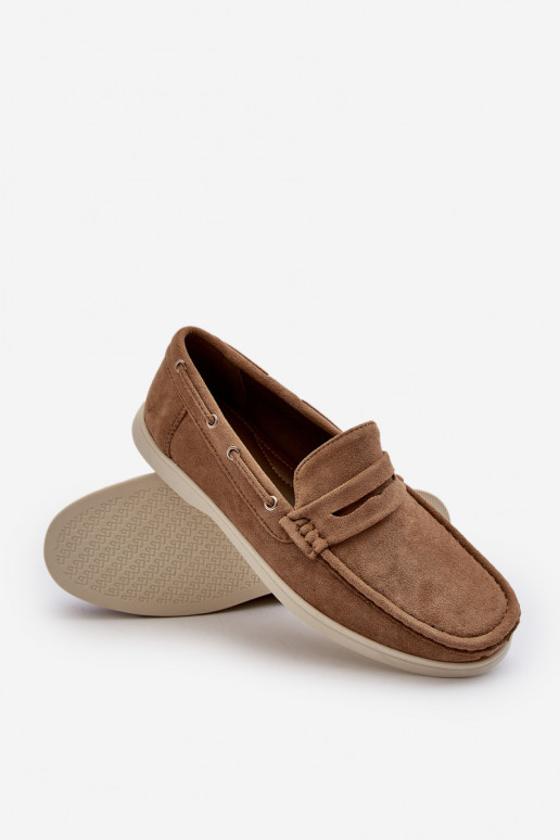 Mocassins pour hommes Z en éco-daim beige Rivanell