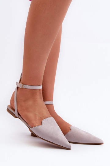 ballerines avec rubans en éco-daim Z Chaussures à bout pointu gris Ellesara 2
