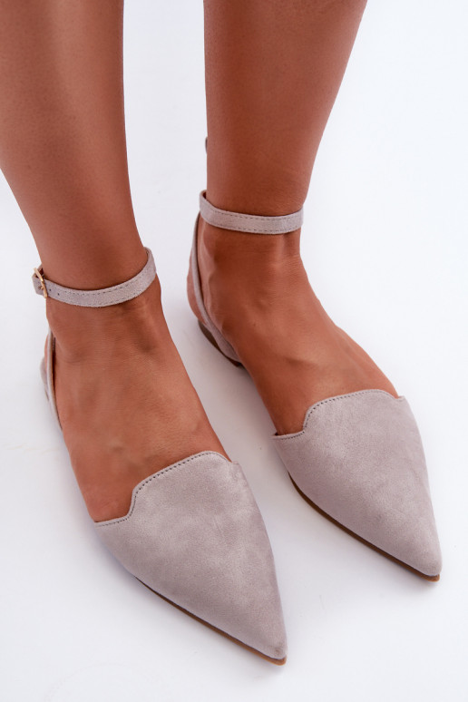 ballerines avec rubans en éco-daim Z Chaussures à bout pointu gris Ellesara
