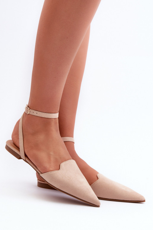 ballerines avec rubans en éco-daim Z Chaussures à bout pointu beige Ellesara