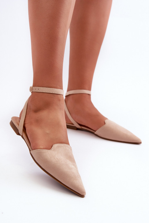 ballerines avec rubans en éco-daim Z Chaussures à bout pointu beige Ellesara