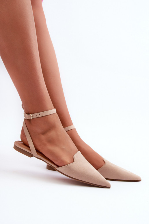 ballerines avec rubans en éco-daim Z Chaussures à bout pointu beige Ellesara