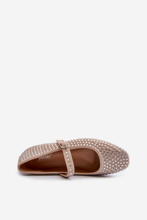 Ballerines Eco Suede en Ozdobione Avec strass beige Tinara