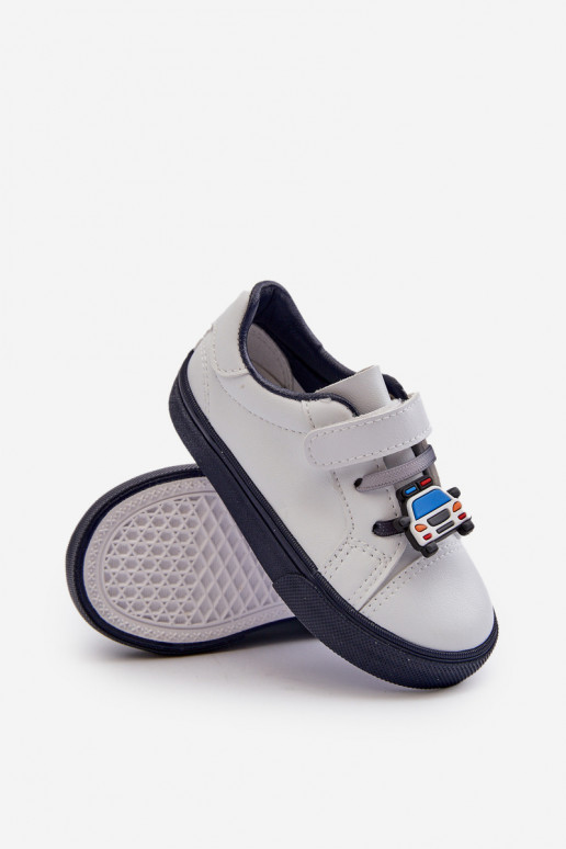 Kindersneakers vrijetijdsschoenen Z Przypinku Wit-donkerblauwe kleur Pennyn Kindersneakers vrijetijdsschoenen Z Przypinku Wit-donkerblauwe kleur Pennyn