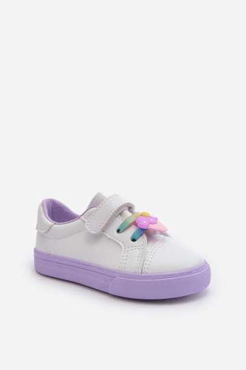 Kindersneakers vrijetijdsschoenen Z Przypinku Wit-Paarse kleur Pennyn