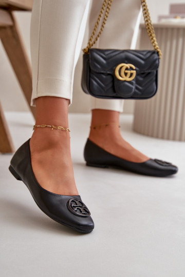 Ballerina's Dames met ornamenten Eco Leather zwarte kleur Rhodike