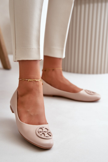 Ballerinas Damen mit Ornamenten Eco-Leder beige Rhodike