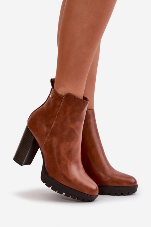 Bottines pour femmes réchauffées au Poteau Haut Attachées au Château couleur marron Bioria