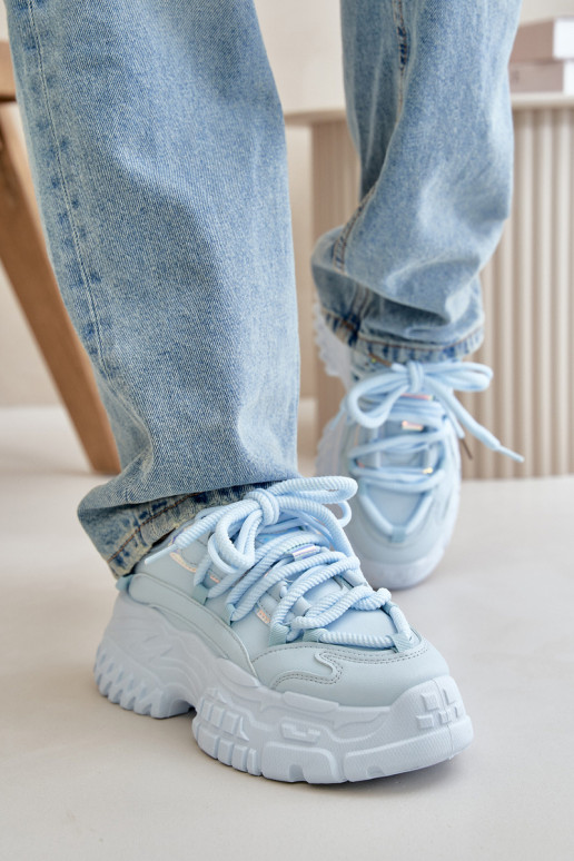 Baskets modèle chaussures femme à semelles massives à la mode couleur bleu Nevela