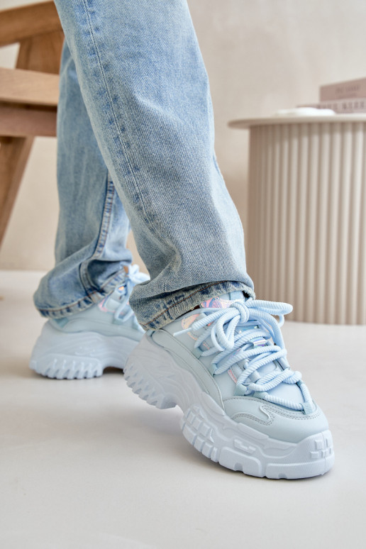 Baskets modèle chaussures femme à semelles massives à la mode couleur bleu Nevela