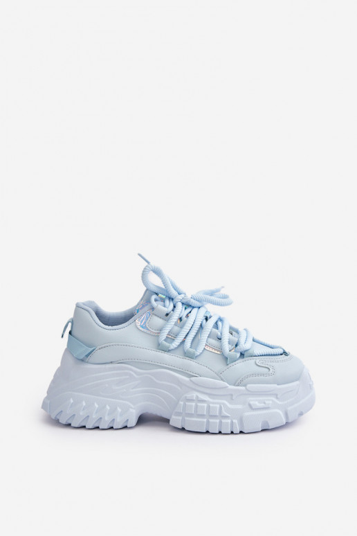 Baskets modèle chaussures femme à semelles massives à la mode couleur bleu Nevela