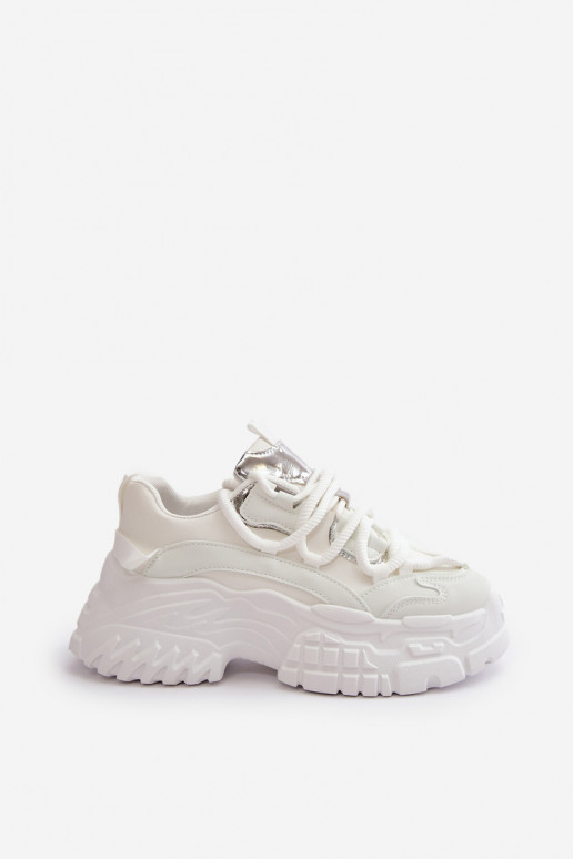 Baskets modèle chaussures pour femmes à semelles massives à la mode de couleur blanche Nevela