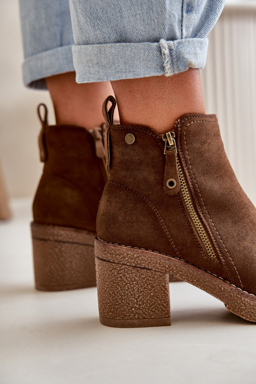 verwarmde dameslaarzen Z van eco-suède donkerbruin Velarilla