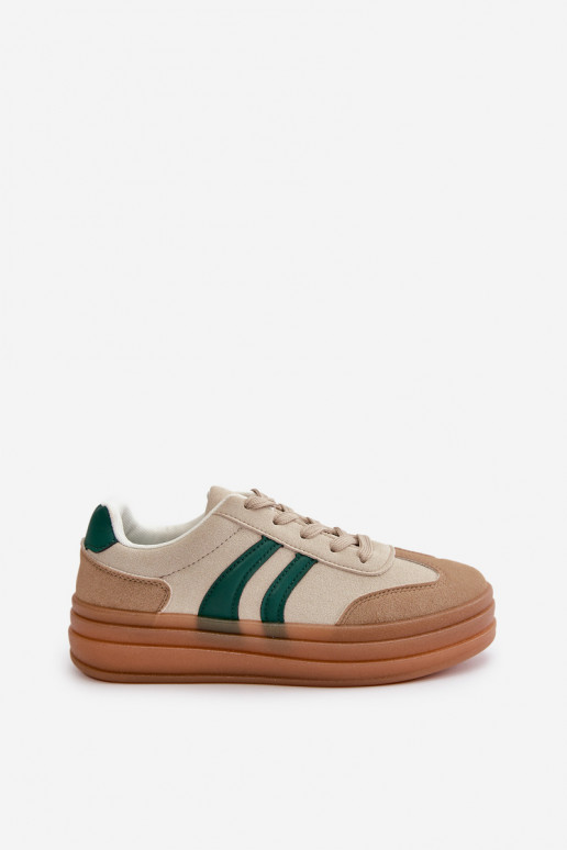 Chaussures modèle baskets Féminin avec une plateforme beige-couleur verte Nesonice Chaussures modèle baskets Féminin avec une plateforme beige-couleur verte Nesonice