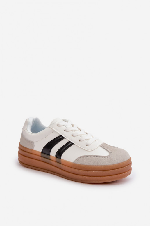 Sneakers model schoenen Dames met platform Wit-grijze kleur Nesonice