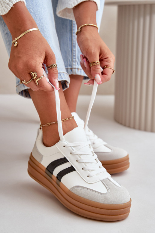 Sneakers model schoenen Dames met platform Wit-grijze kleur Nesonice