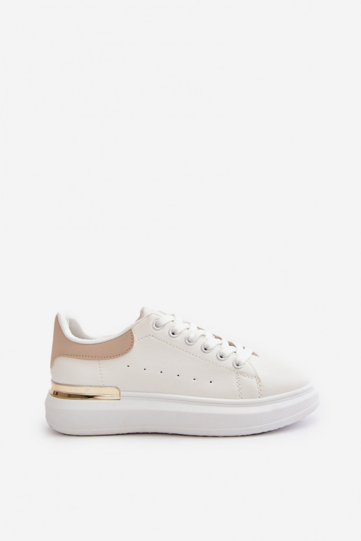 Faible Chaussures de loisirs avec une plateforme en cuir écologique Blanc-beige Nevelena