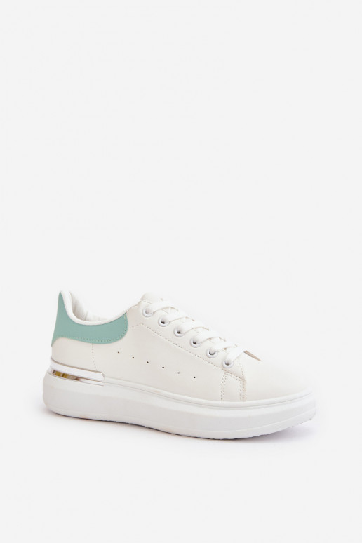 Chaussures de loisirs basses avec plateforme en cuir écologique Couleur blanc-vert Nevelena Chaussures de loisirs basses avec plateforme en cuir écologique Couleur blanc-vert Nevelena