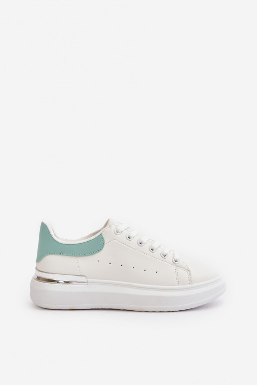 Chaussures de loisirs basses avec plateforme en cuir écologique Couleur blanc-vert Nevelena
