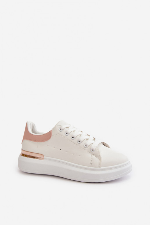 Faible Chaussures de loisirs avec une plateforme en cuir écologique Blanc-rose Nevelena Faible Chaussures de loisirs avec une plateforme en cuir écologique Blanc-rose Nevelena
