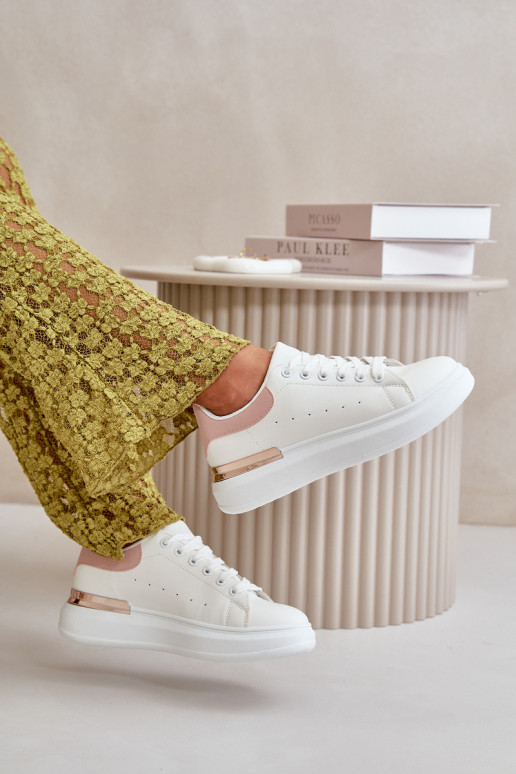 Faible Chaussures de loisirs avec une plateforme en cuir écologique Blanc-rose Nevelena Faible Chaussures de loisirs avec une plateforme en cuir écologique Blanc-rose Nevelena