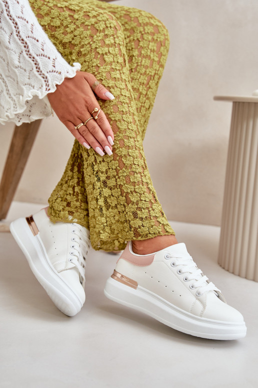 Faible Chaussures de loisirs avec une plateforme en cuir écologique Blanc-rose Nevelena Faible Chaussures de loisirs avec une plateforme en cuir écologique Blanc-rose Nevelena