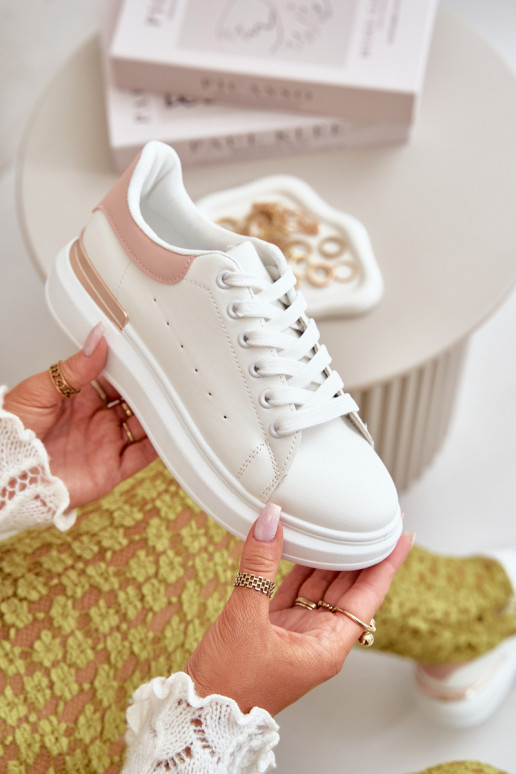 Faible Chaussures de loisirs avec une plateforme en cuir écologique Blanc-rose Nevelena Faible Chaussures de loisirs avec une plateforme en cuir écologique Blanc-rose Nevelena