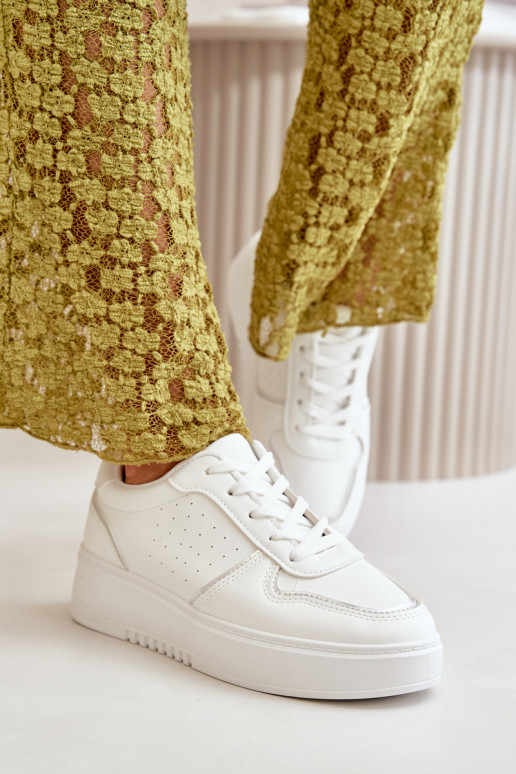 Sneakers model schoenen Dames met plateau Met decoratieve veters in de kleur wit Mistra