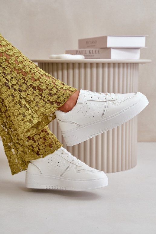 Sneakers model schoenen Dames met plateau Met decoratieve veters in de kleur wit Mistra
