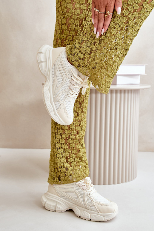 sportschoenen Sneakers model schoenen Dames beige Timoci