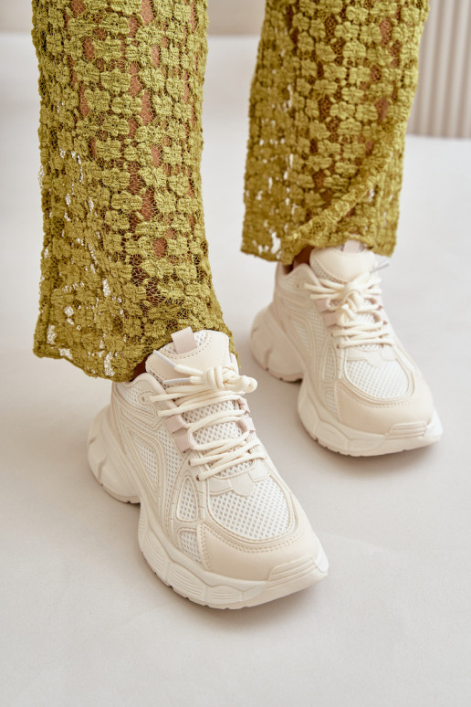 sportschoenen Sneakers model schoenen Dames beige Timoci