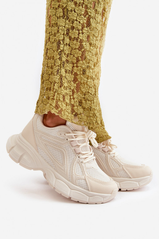 sportschoenen Sneakers model schoenen Dames beige Timoci