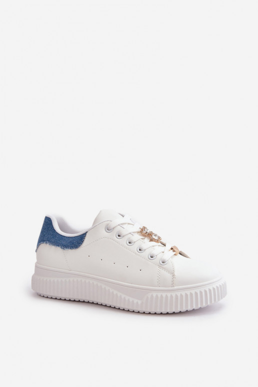 sneakers met platte zolen gemaakt van eco-leer Z Pryznakami Wit-blauwe kleur Cillione sneakers met platte zolen gemaakt van eco-leer Z Pryznakami Wit-blauwe kleur Cillione