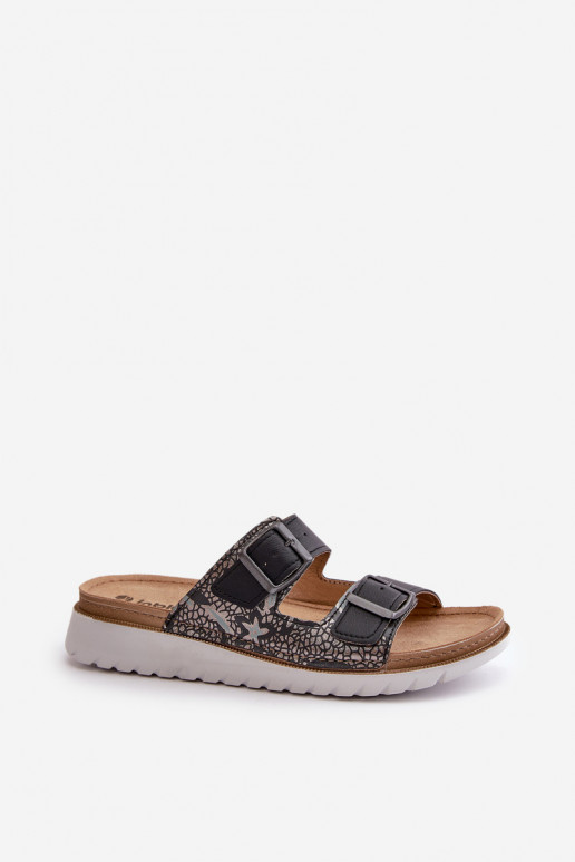 Bequeme Damen-Hausschuhe mit Schnallen Inblu CN000033 dunkelblau Bequeme Damen-Hausschuhe mit Schnallen Inblu CN000033 dunkelblau