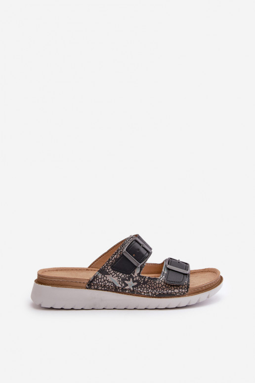 Bequeme Damen-Hausschuhe mit Schnallen Inblu CN000033 dunkelblau Bequeme Damen-Hausschuhe mit Schnallen Inblu CN000033 dunkelblau