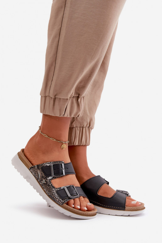 Féminin Pantoufles confortables avec boucles Inblu CN000033 bleu foncé Féminin Pantoufles confortables avec boucles Inblu CN000033 bleu foncé
