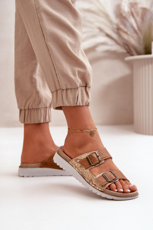 Féminin Pantoufles confortables avec boucles Inblu CN000033 marron