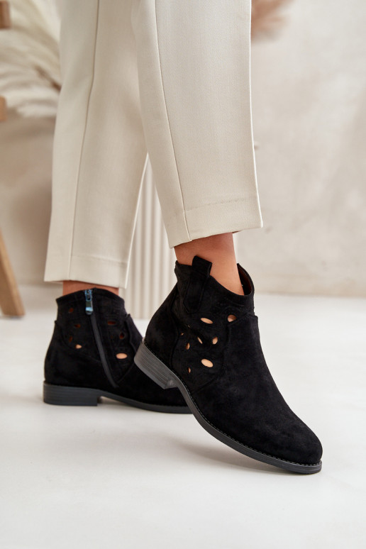 Dameslaarzen met opengewerkte elementen To the Castle zwarte kleur S.Barski HY42-081