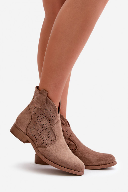 Bottes ajourées Féminin avec des talons larges marron S.Barski HY42-151 Bottes ajourées Féminin avec des talons larges marron S.Barski HY42-151