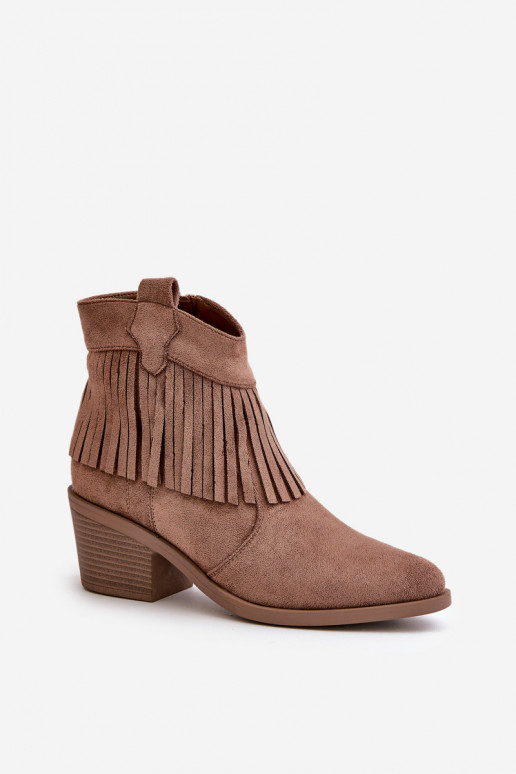 Laarzen in cowboystijl Dames To the Castle gemaakt van eco-suède bruine kleur S.Barski HY42-127