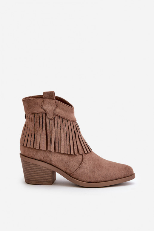 Laarzen in cowboystijl Dames To the Castle gemaakt van eco-suède bruine kleur S.Barski HY42-127