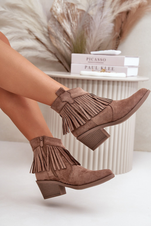 Laarzen in cowboystijl Dames To the Castle gemaakt van eco-suède bruine kleur S.Barski HY42-127