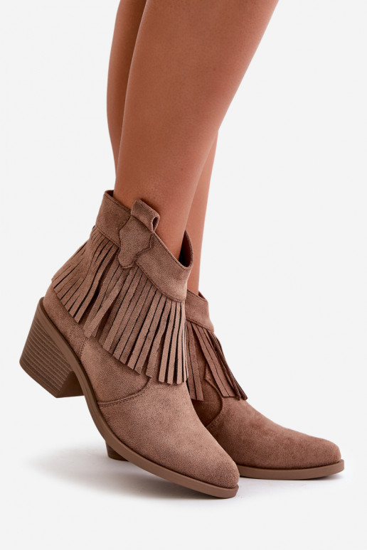 Laarzen in cowboystijl Dames To the Castle gemaakt van eco-suède bruine kleur S.Barski HY42-127