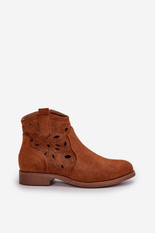 Bottes pour femmes avec des éléments ajourés Au Château marron S.Barski HY42-081 Bottes pour femmes avec des éléments ajourés Au Château marron S.Barski HY42-081